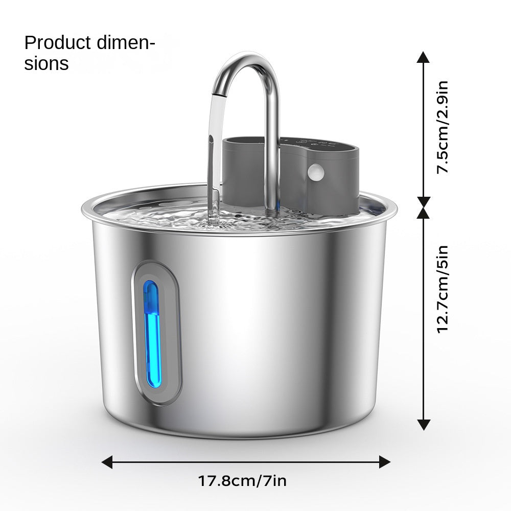 Smart Stainless Steel Cat Water Fountain – Wireless Sensor Auto Dispenser