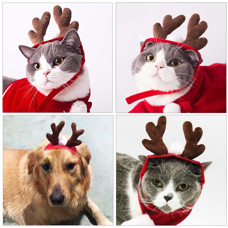 Christmas Dog Antler Headband – Festive Pet Deer Headdress for Cats & Dogs