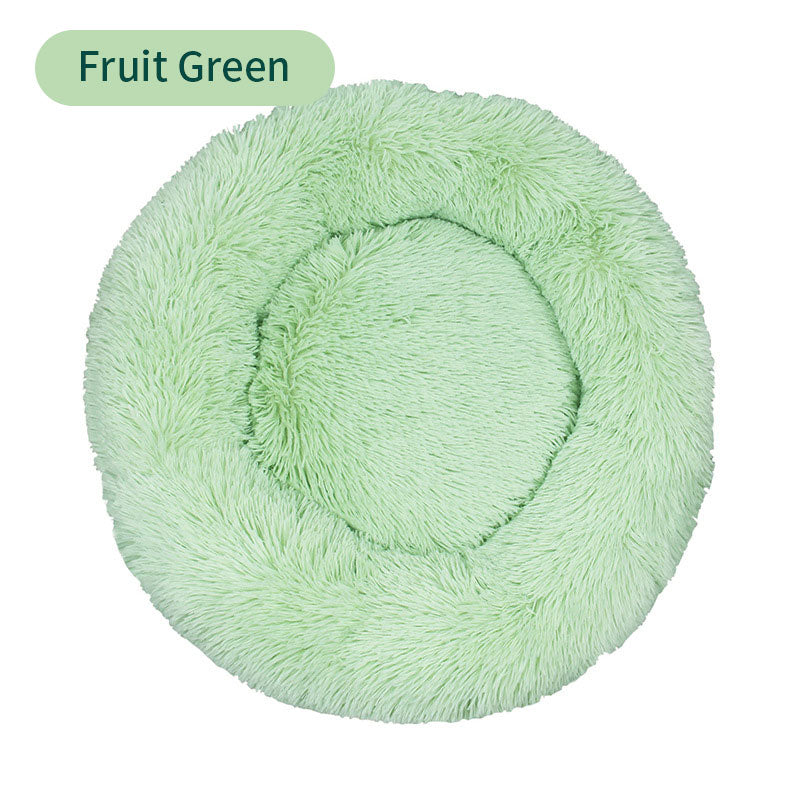 Round Plush Pet Bed – Winter Warm Cat & Dog House Mattress