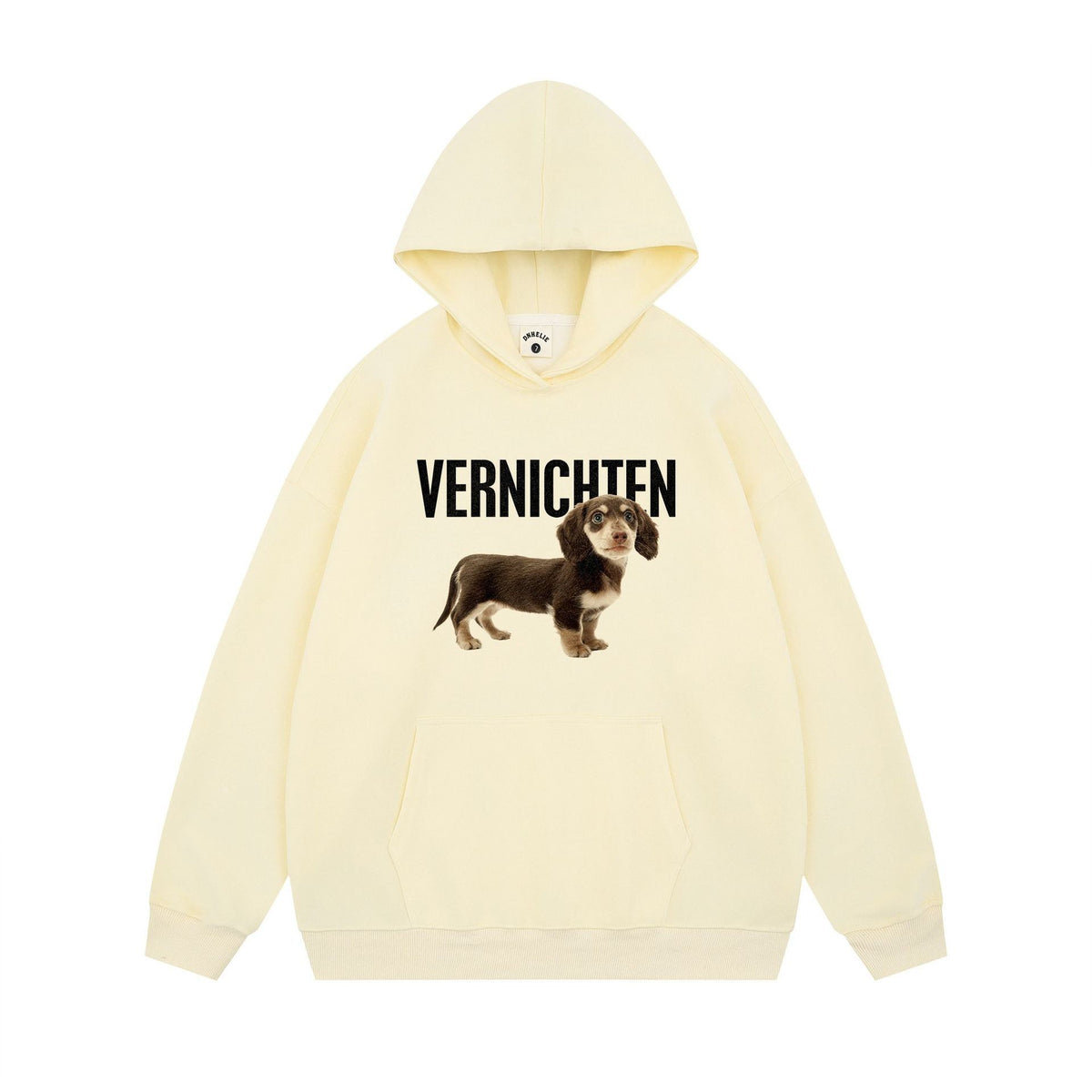 Dog Print Hooded Sweatshirt – Casual Loose Fit Pullover for Men